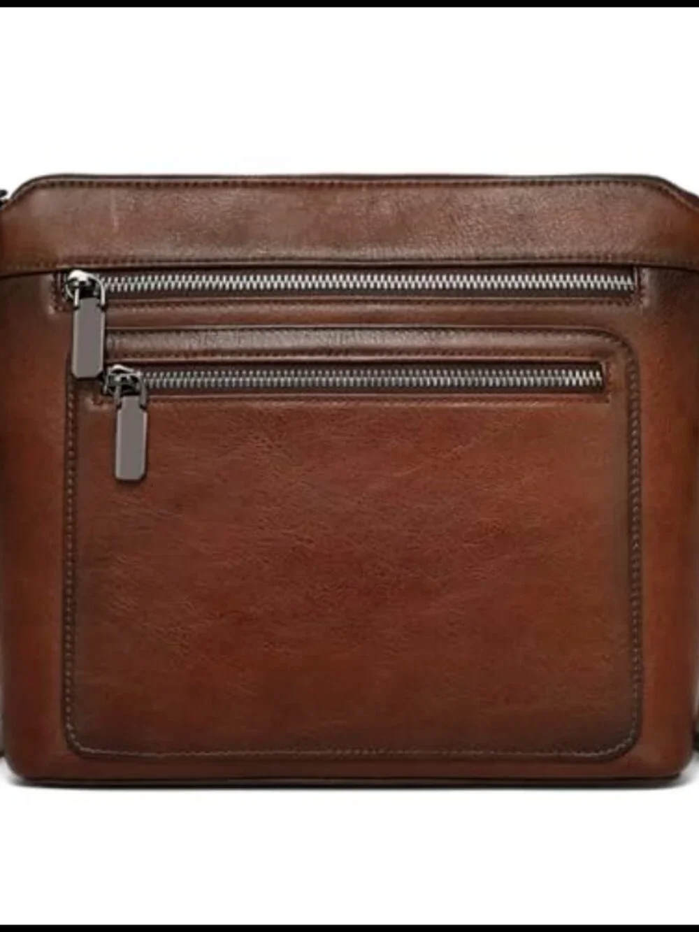 Genuine Leather Crossbody Satchel with Multiple Pockets Adjustable Straps